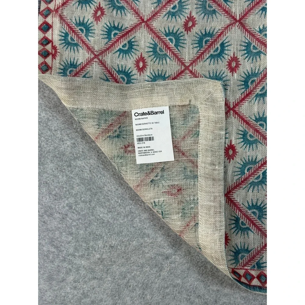 Crate & Barrel Printed Napkin 22x22 Linen